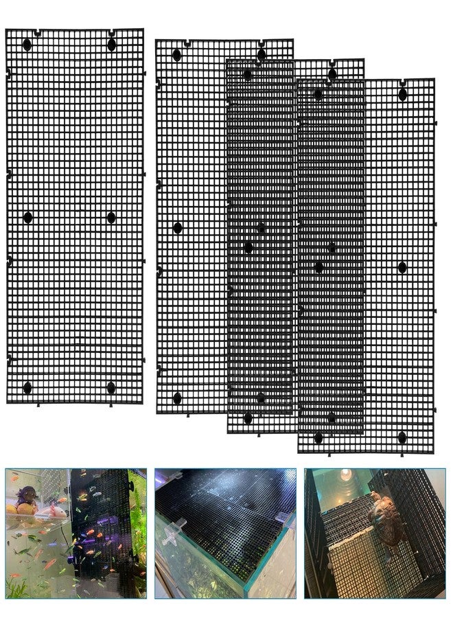 Weramics Adjustable Platic Grip Panel Aquarium Fish Tank Divider Filter Bottom DIY Plastic Grid Fish Tank Isolation Board Plastic Egg Crate Tray (Black, 4pcs 11.8X5.9 Inch with 0.15 Inch Hole) - Image 1